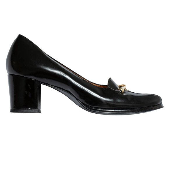 Liza (Finland) 70s, Loafer-Pump Hybrid, Squared Vamp, Gold Horsebit, Equestrian - Picture 2 of 4